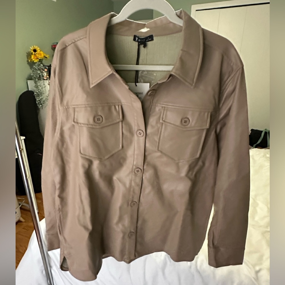 NWT Pleather Tan Shacket